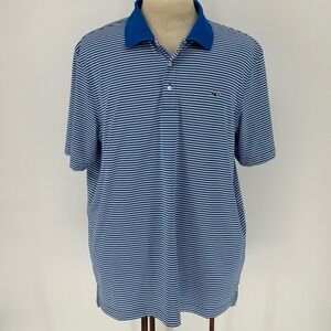 Vineyard Vines Men's Golf Polo Shirt Blue Stripe Whale Logo Short Sleeve XL